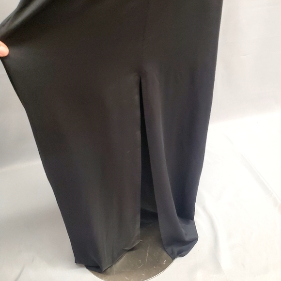 Black Evening Long Dress Rhinestones Spaguetti Straps Cut out Long Size Medium - Picture 9 of 14